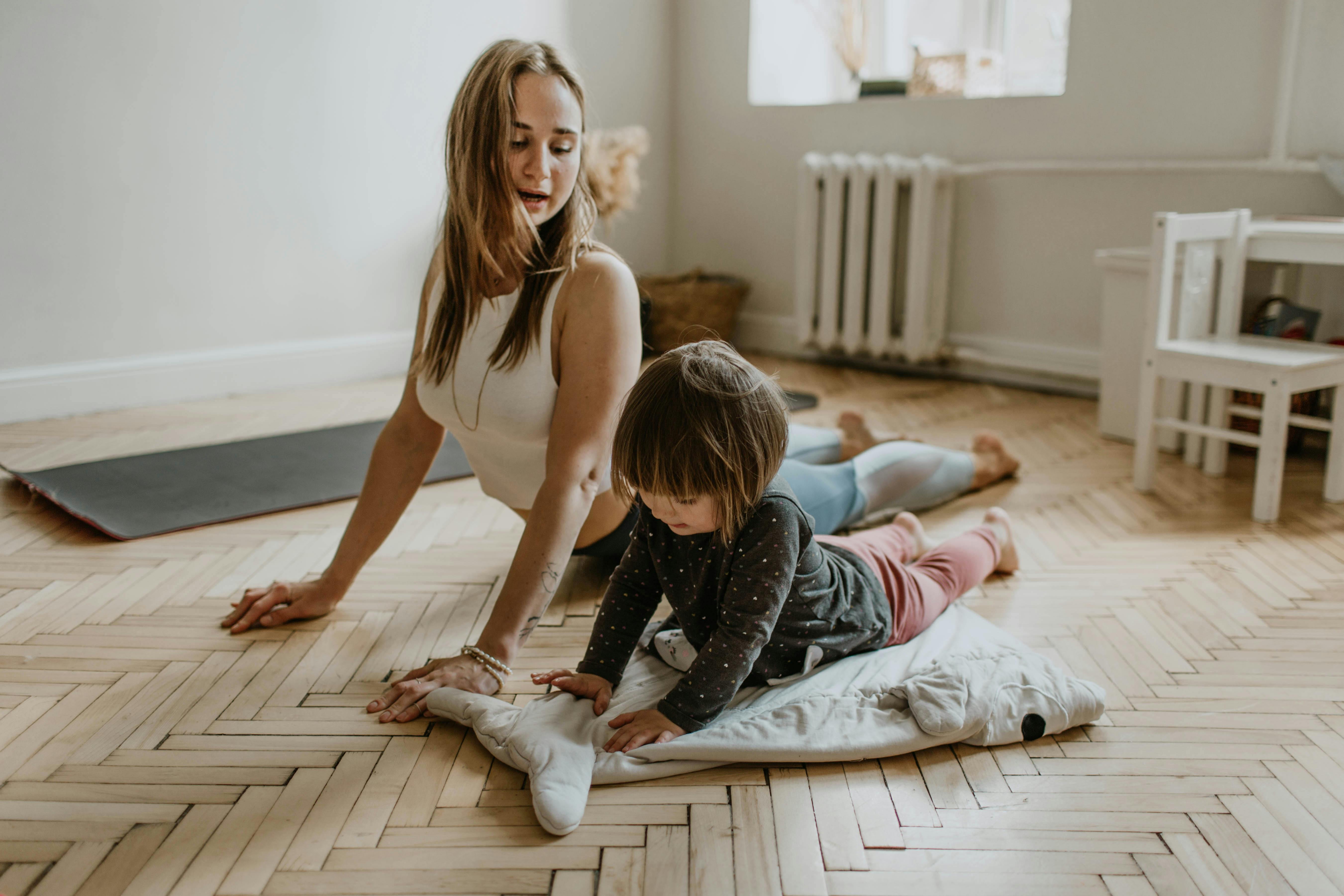 Yoga pose on a mat at home